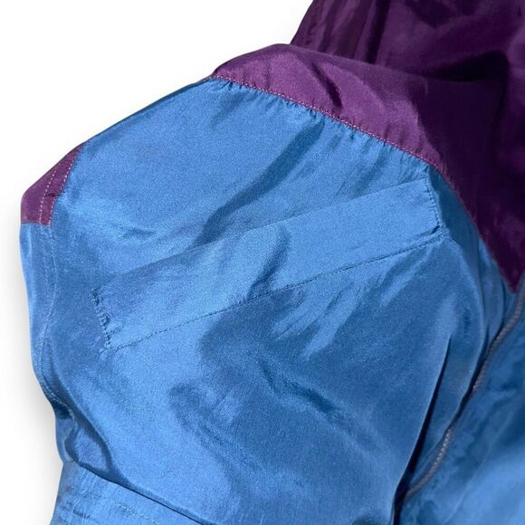 80s Athletic Works 100% Silk Colorblock Windbreaker Size M - Picture 6 of 9